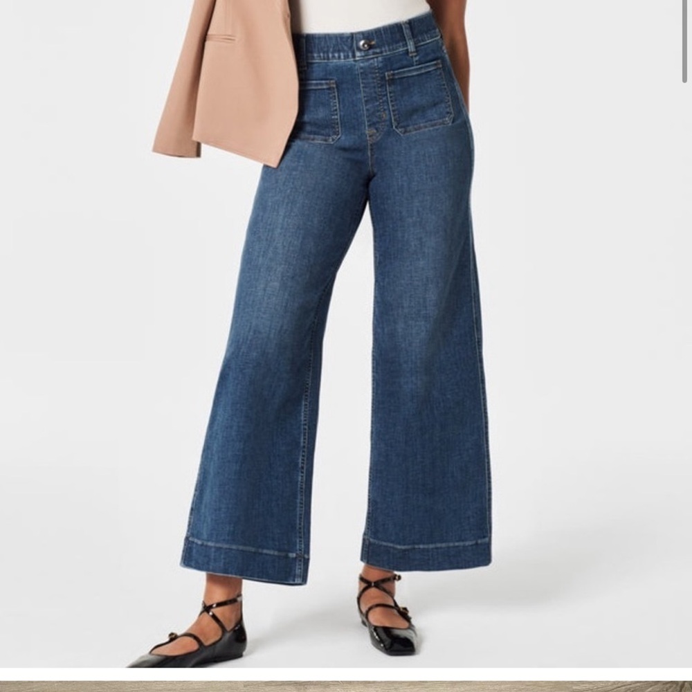 SPANX front pocket wide leg cropped jeans